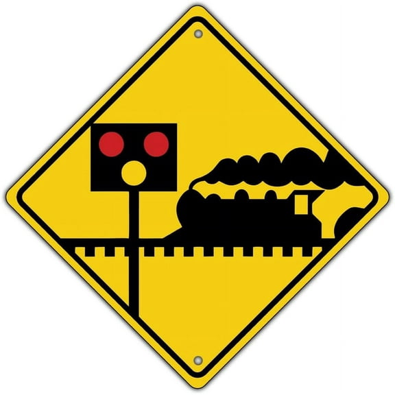 Railroad Train RR Crossing Stop Light Symbol Metal Aluminum Sign 12x12