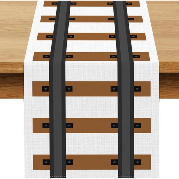 Railroad Train Track Table Runner Train Themed Birthday Party Decoration Wild West Dining Room Home Kitchen Island Decor (13" x 108")
