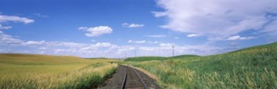 Railroad track passing through a field Whitman County Washington State USA Canvas Art - Panoramic Images (36 x 12)