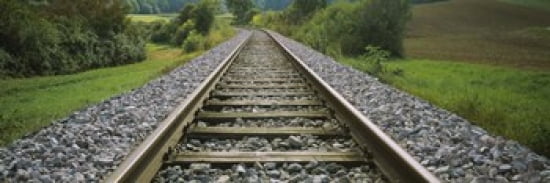 Railroad track passing through a landscape Germany Canvas Art - Panoramic Images (36 x 12)