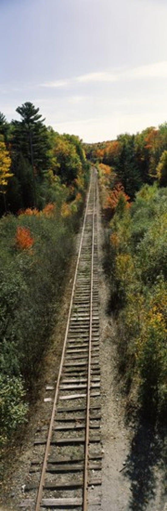 Railroad tracks along Route 1A between Ellsworth and Bangor Maine USA Canvas Art - Panoramic Images (36 x 12)