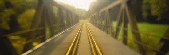 Railroad tracks passing through a bridge Germany Canvas Art - Panoramic Images (36 x 12)