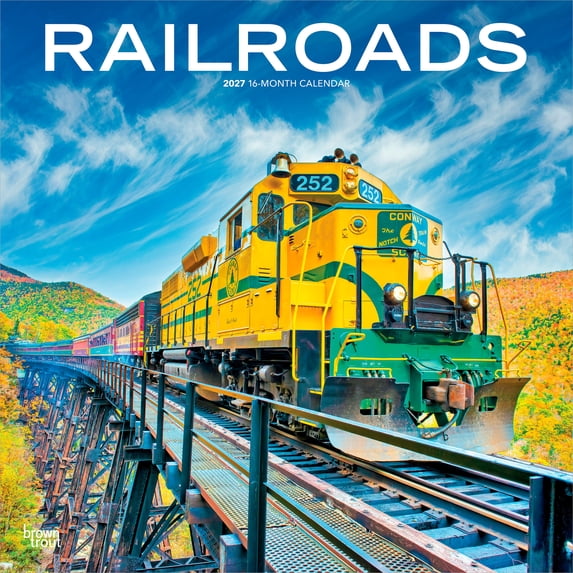 Railroads | 2027 12x24" (Hanging) Wall Calendar | Plastic-Free