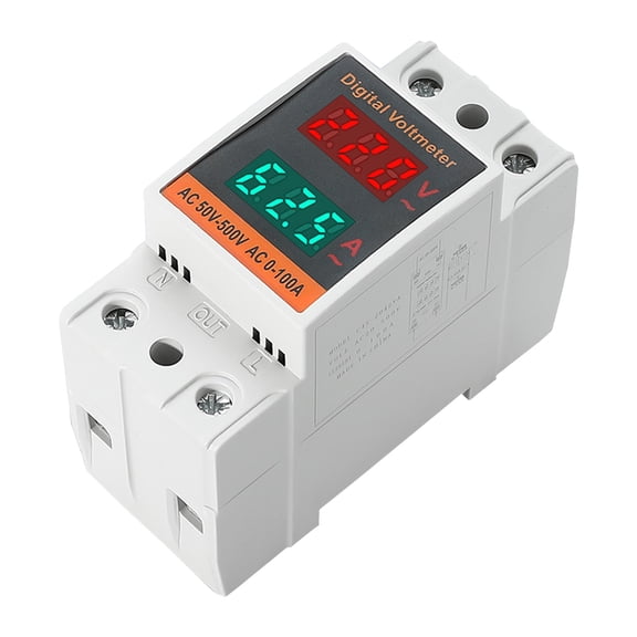 Rails Mount Voltages & Current Meter with High Brightness LED Power Consumption Analyzers Device for Clear Readings
