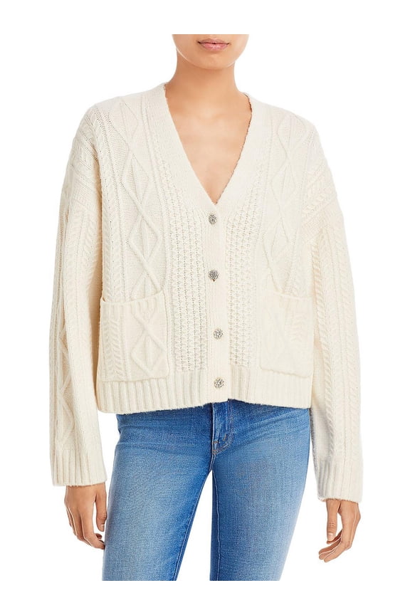 Womens Bixby Wool Jeweled Buttons Cardigan Sweater