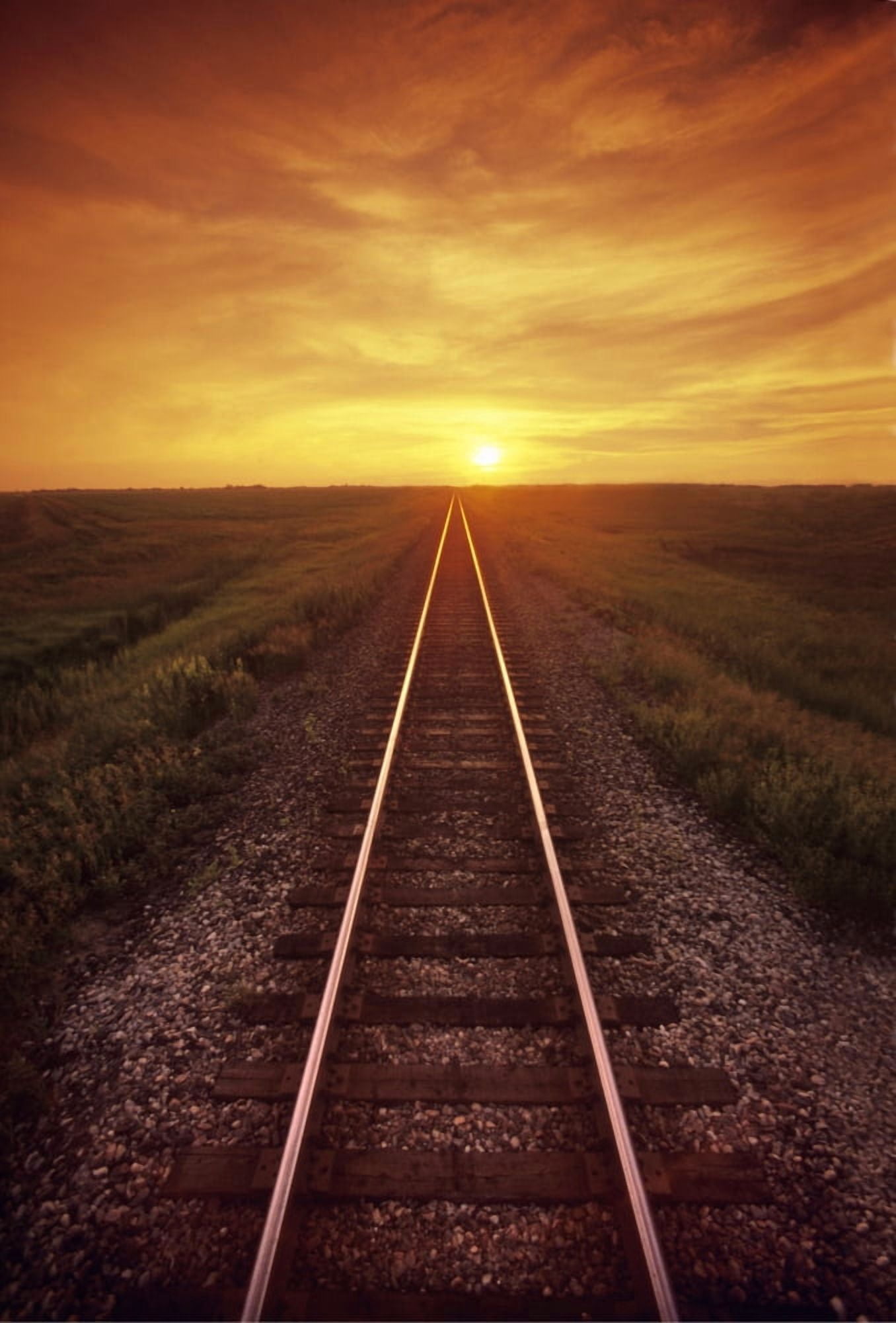 Railway And Sunset Near Winnipeg Manitoba Canvas Art - Dave Reede Design Pics (12 x 17)