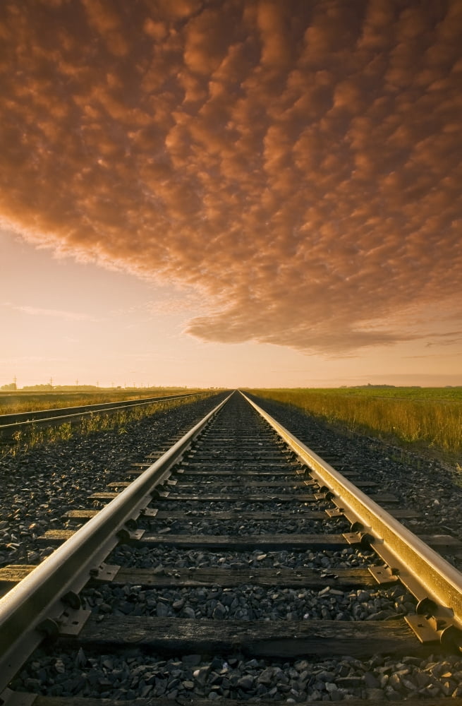 Railway At Sunrise Near Winnipeg Manitoba Canvas Art - Dave Reede Design Pics (22 x 36)