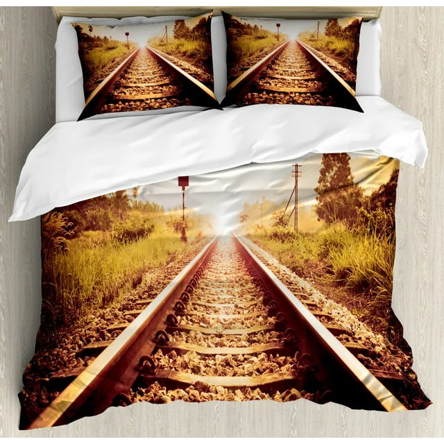 Railway Duvet Cover Set 3D Print Cartoon Landscape Pattern Comforter ...