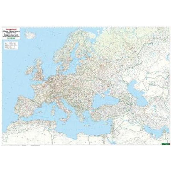 Railway + Ferries Europe Map Flat in a Tube 1:5 500 000 (Map)