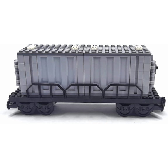Railway Flatbed Freight Car with Removeable Freight Container Building Bricks Set | General Jim's Toys | GJ-TFC
