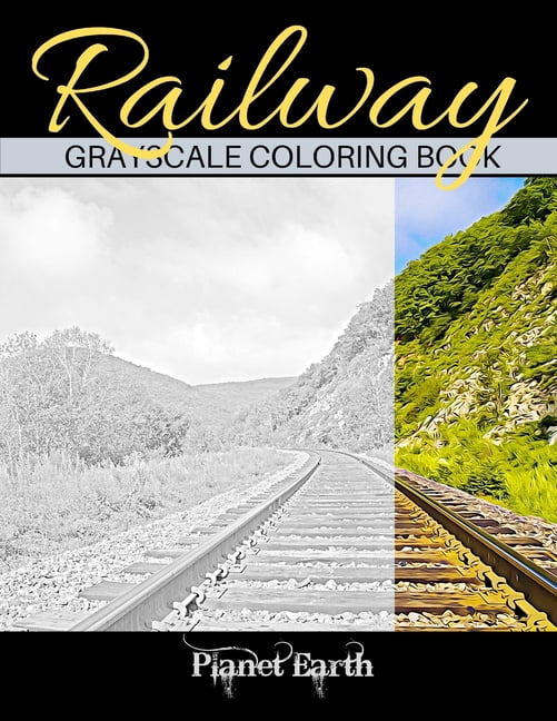 Railway Grayscale Coloring Book: Adult Coloring Book with Beautiful Images of Rail Road Tracks, (Paperback)