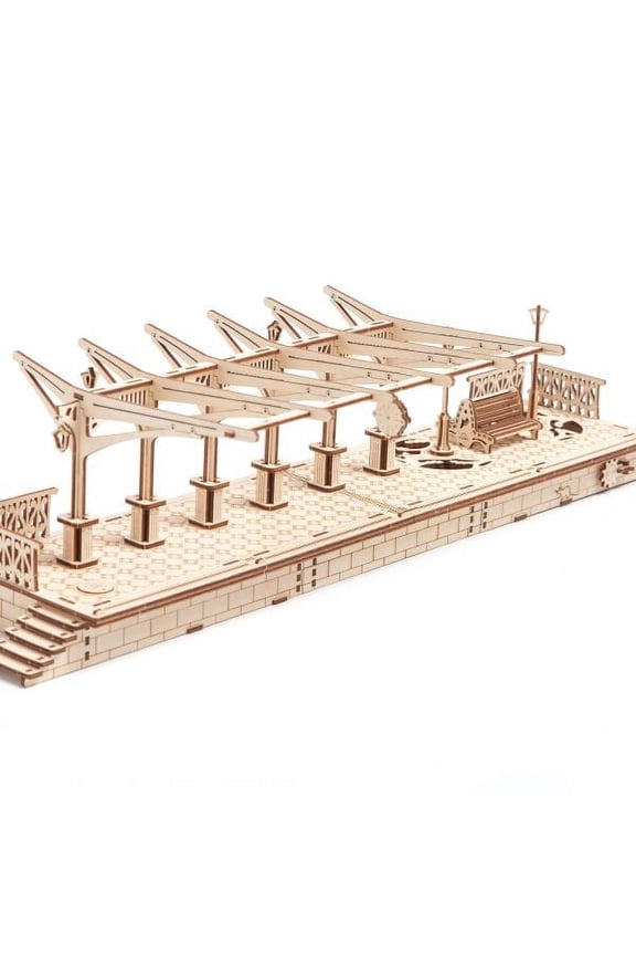 Railway Platform UGears 3D Wooden Unique Glue Free Eco Friendly Self Propelled Mechanical Model