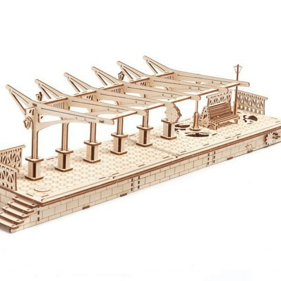 Railway Platform UGears 3D Wooden Unique Glue Free Eco Friendly Self Propelled Mechanical Model