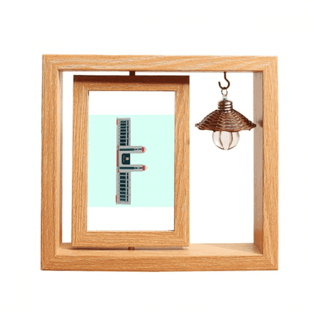 Railway Station Concision Outline Wooden Rotating Picture Photo Frame 4x6