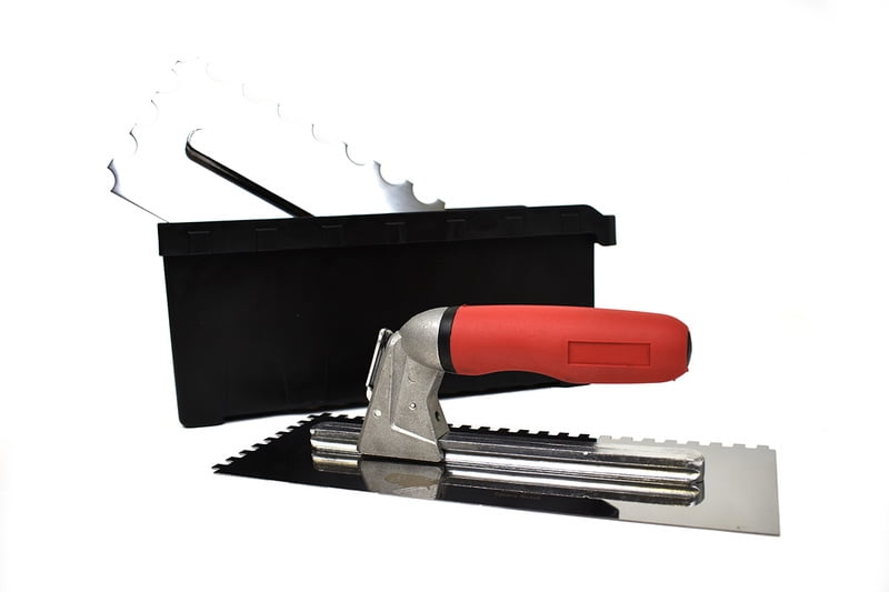 Raimondi Trowel Box Kit - TRSETDD - BOX KIT Set of 6 notch trowels including 1 handle and plastic box