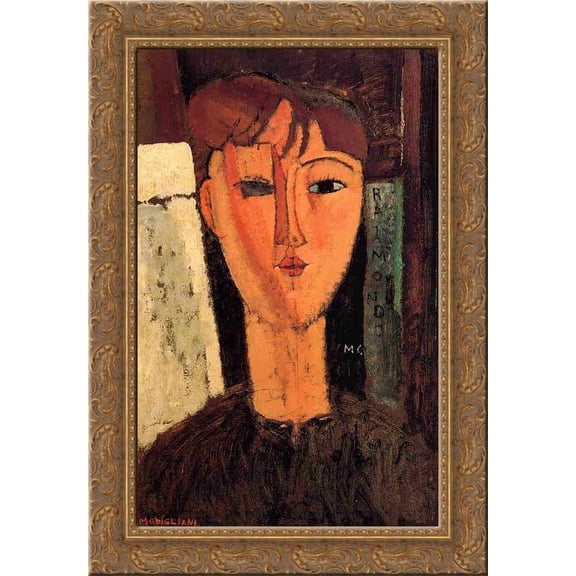 Raimondo 19x24 Gold Ornate Wood Framed Canvas Art by Modigliani, Amedeo