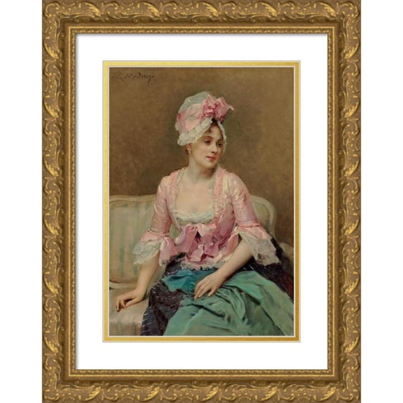 Raimundo de Madrazo y Garreta 11x14 Gold Ornate Wood Frame and Double Matted Museum Art Print Titled - Portrait of Aline Mason