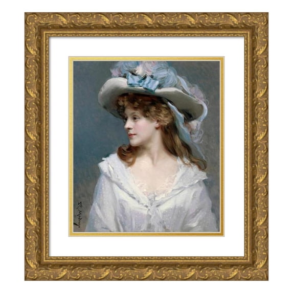 Raimundo de Madrazo y Garreta 12x14 Gold Ornate Wood Frame and Double Matted Museum Art Print Titled - Woman in White (C. 1880)