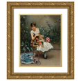 thumbnail image 1 of Raimundo de Madrazo y Garreta 15x18 Gold Ornate Wood Frame and Double Matted Museum Art Print Titled - Aline with Flowers, 1 of 4