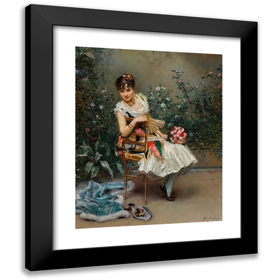 Raimundo de Madrazo y Garreta 20x24 Black Modern Framed Museum Art Print Titled - Aline with Flowers