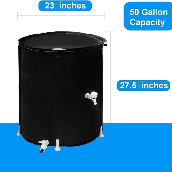 "Rain Barrel 50G Anti-Collapse Collapsible Rainwater Collection System,Portable Water Storage Tank,Garden Water Catcher "
