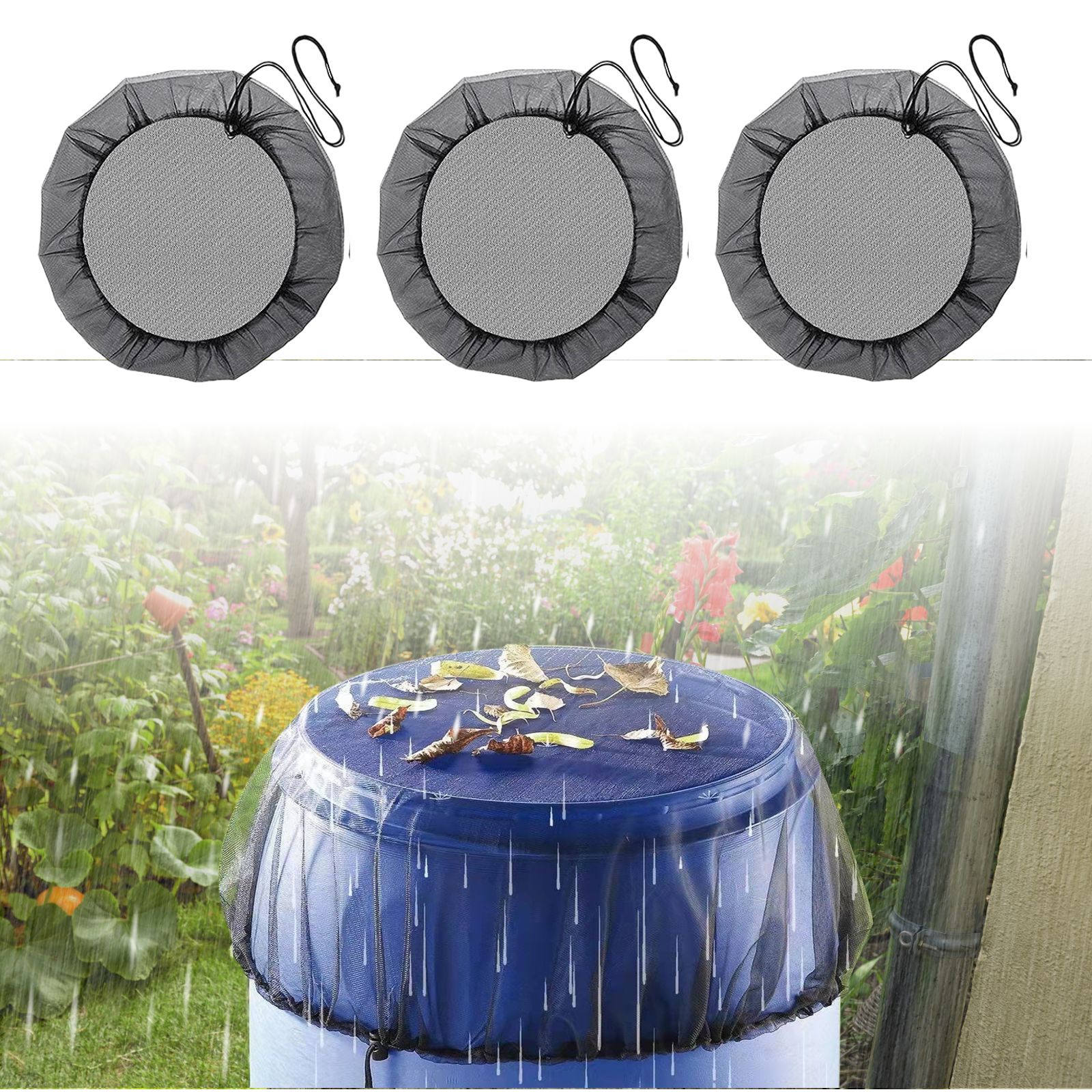 yegeUY Mesh Cover For Rain Barrels Rain Barrel Netting With Drawstring