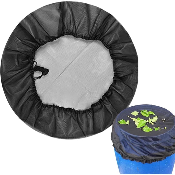 Rain Barrel Mesh Cover Rain Barrel Netting with Drawstring Water Collection Buckets, Tank Protector Screen for Preventing Fallen Leaves in Outdoor Garden Eaves （60Cm）