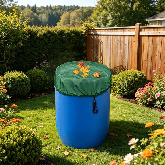 Rain Barrel Mesh Cover With Drawstring Fine Netting Black Green 19.69 Inch Diameter 1 Count