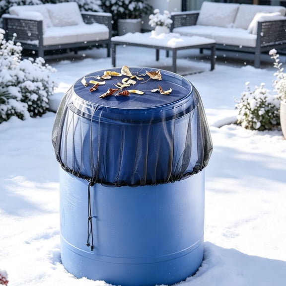 Rain Barrel Mesh Cover with Drawstring, Fine Mesh Filter Screen for Water Collection Bucket, Outdoor Garden Rain Barrel Debris & Mosquito Netting