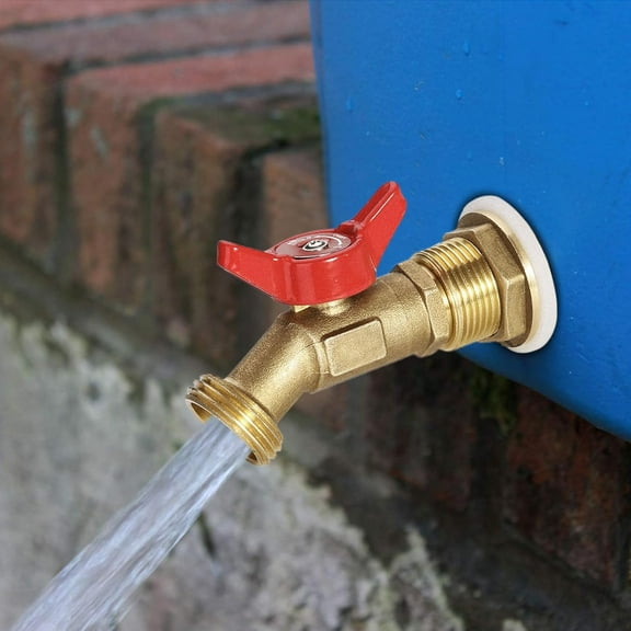 Rain Barrel Spigot, Brass Water Spigot for Rain Barrel, Rain Water Faucet Kit with Bulkhead Fitting and Thread Tape