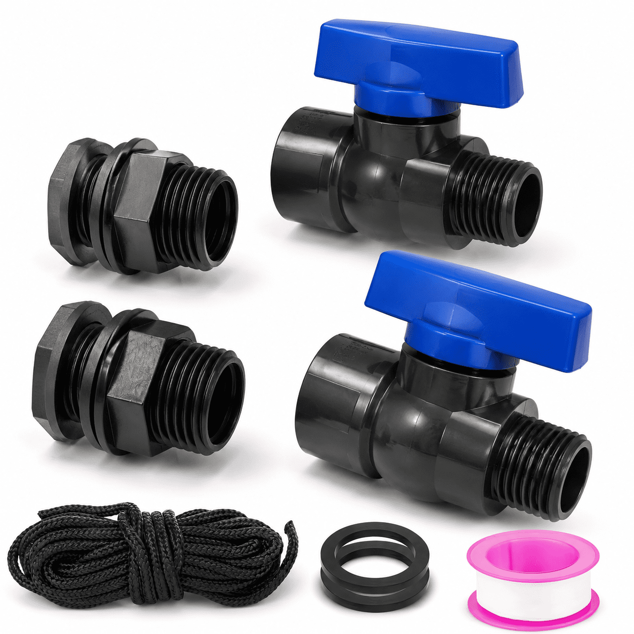 Pvc Valve Kit Rain Barrel Spigot Kit 2-Pack, 3/4-Inch GHT PVC Bulkhead Fitting and ...