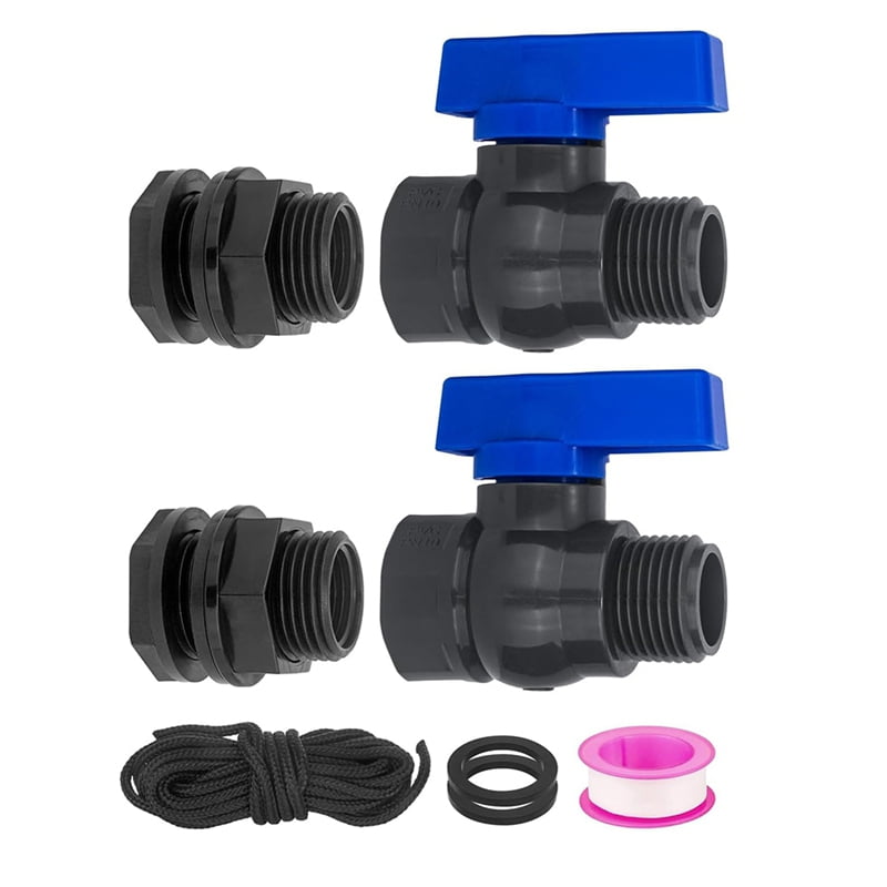 Rain Barrel Spigot Kit 2Pack 3/4inch GHT Garden Hose Shut Off Valve with Bulkhead Fitting Garden Hose Thread Ball Valve