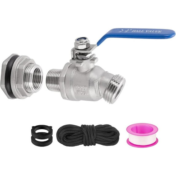 304 Stainless Steel Rain Barrel Spigot Kit Freeze-Proof & Leak-Resistant Faucet with High Flow Design 1/2"NPT to 3/4"GHT Universal Fit for DIY Water Tanks, Composters & Garden Hose Connections