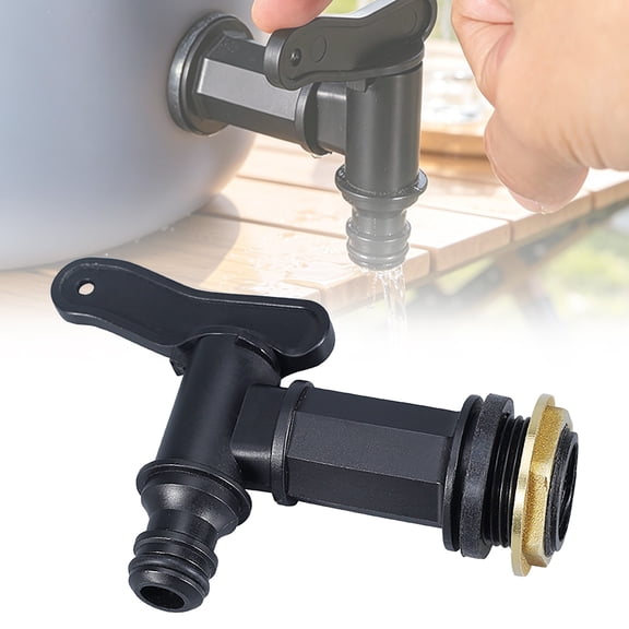 Rain Barrel Spigot, Universal Water Butt Tap Replacement for Garden Rain Barrels, Heavy-Duty Plastic Valve with Hose Connector, Spigot for Storage Buckets and Containers, Yellow
