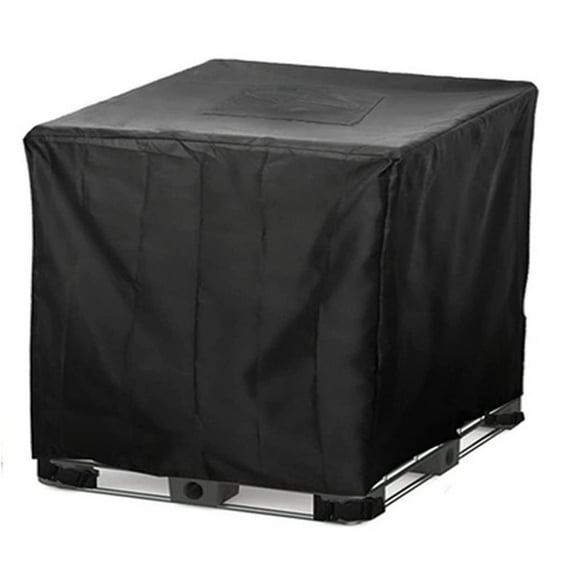 Rain Barrel Sunshade Protective Hood,IBC Tote Cover, 300/600/800/1000L,UV Resistant Waterproof Ton Container Cover Accessory,Black 1,47.24x39.37x45.66 In