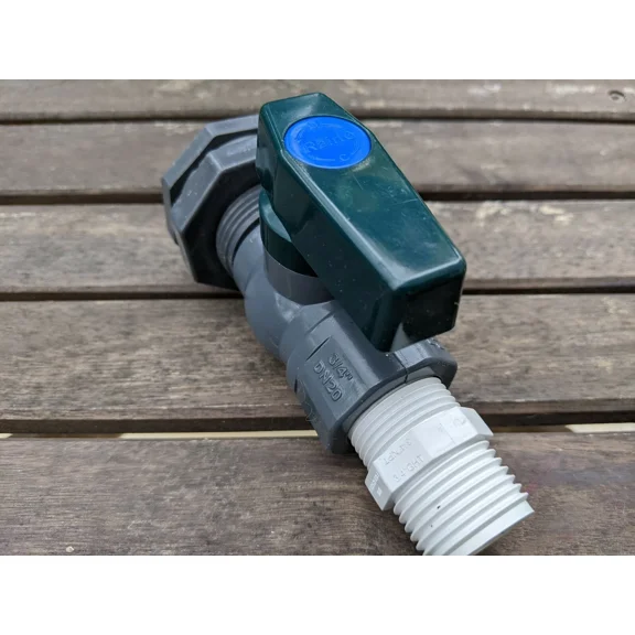 Rain Barrel Water Spigot Kit 3/4 Pvc Ball Valve - Bulkhead Fitting + Hose Ada