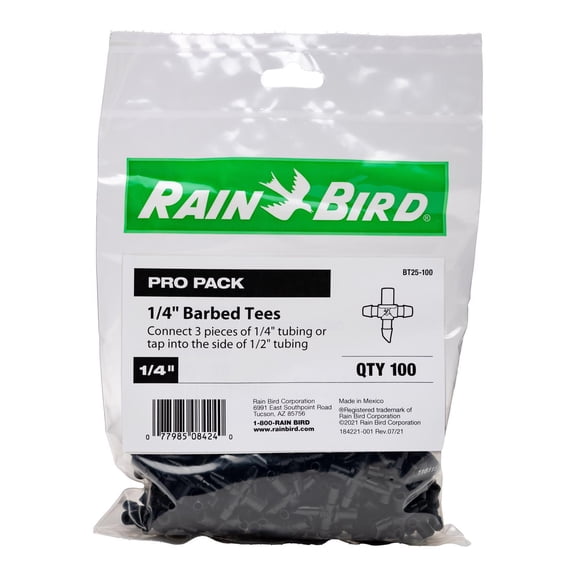 Rain Bird 1/4 in. Barbed Drip Irrigation Tee 1 pk