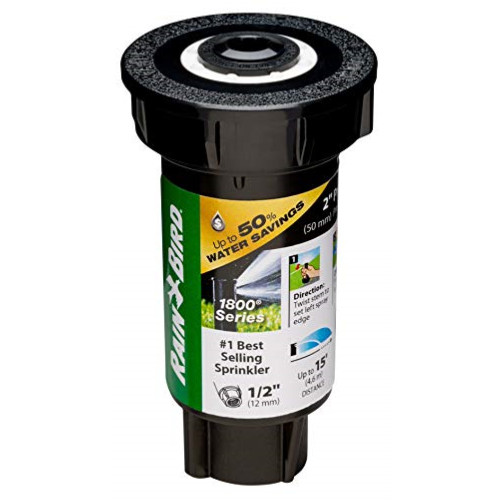 Rain Bird 1802FDSPRS Pressure Regulating Pop-Up Sprinkler, 1/2", Black - image 1 of 5