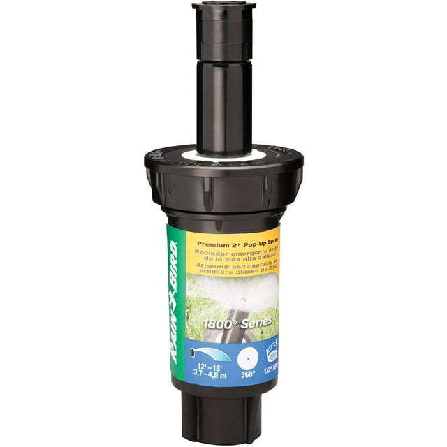 Rain Bird 1802F Professional Pop-Up Sprinkler, 360 Full Circle Pattern, 8' - 15' Spray Distance, 2" Pop-up Height