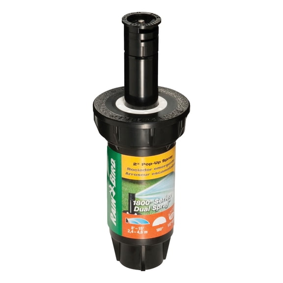 Rain Bird 1802HDSPRS Pressure Regulating (PRS) Professional Dual Spray Pop-Up Sprinkler, 180 Half Circle Pattern, 8' - 15' Spray Distance, 2" Pop-up Height