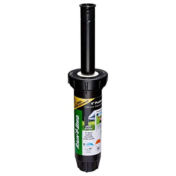 Rain Bird 1804HDSP25 Pressure Regulating (PRS) Professional Dual Spray Pop-Up Sprinkler, 180 Half Circle Pattern, 8' - 15' Spray Distance, 4" Pop-up Height