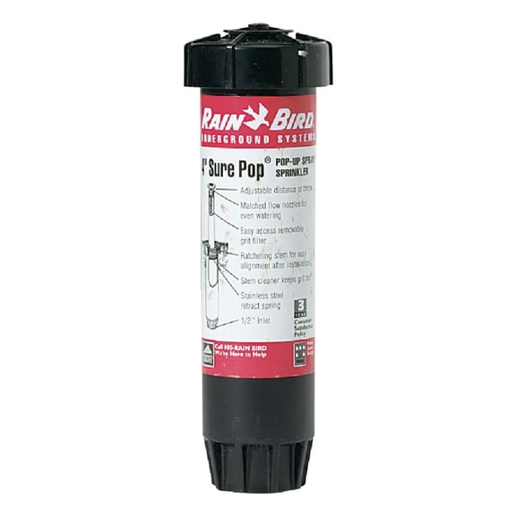 Rain Bird 1804HV15PR Pressure Regulating (PRS) High-Efficiency Professional Pop-Up Sprinkler, 0 - 360 Adjustable Pattern, 12' - 15' Spray Distance, 4" Pop-up Height