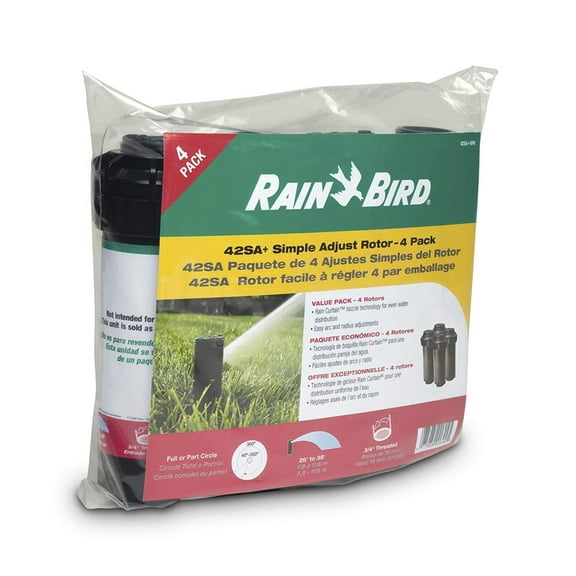 Rain Bird 42SA+/4PK Simple Adjust Gear Drive Rotor, Adjustable 40 - 360 Pattern, 26' - 38' Spray Distance, 4-Pack