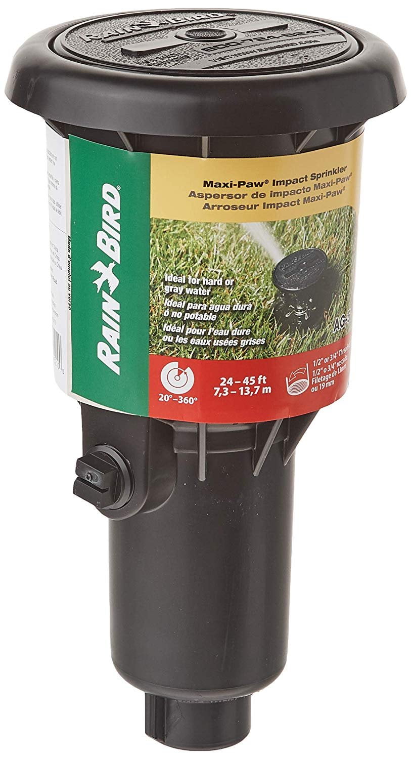 Rain Bird AG-5 All Gallonage Pop-Up Impact Sprinkler, Adjustable 360  Pattern, 24' 45' Spray Distance