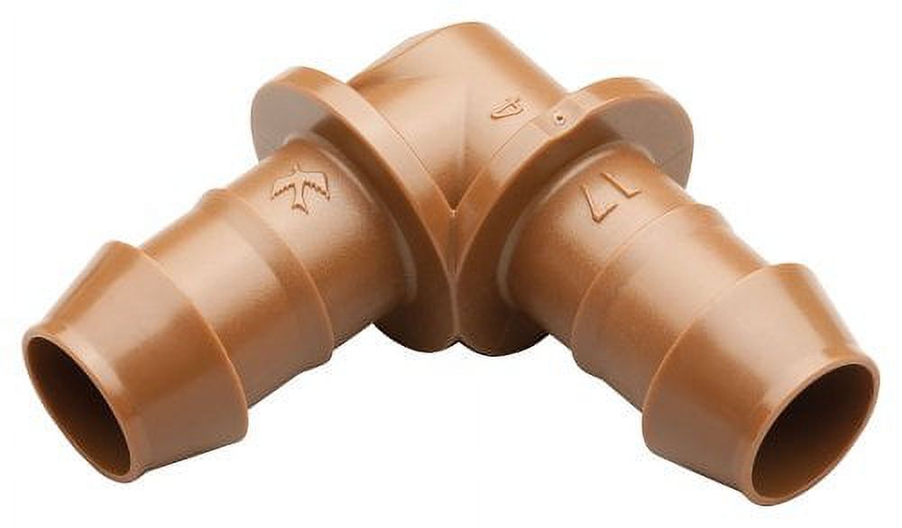 Rain Bird BE50/4PK Drip Irrigation Universal Barbed Elbow Fitting, Fits All Sizes of 5/8", 1/2", .700" Drip Tubing,Tan, 4-Pack - image 1 of 4