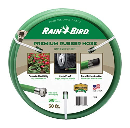 Green Heavy-Duty Rubber Kink-Resistant Garden Hose, 50 ft