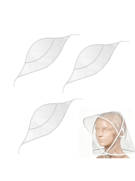 Rain Bonnet 3pcs Transparent Rain Hat for Women Waterproof(White 13×45in)