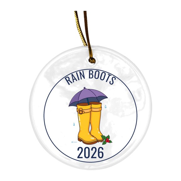 Rain Boots Christmas Ornament 2026, Ceramic Keepsake Gift, 3.15 Inch