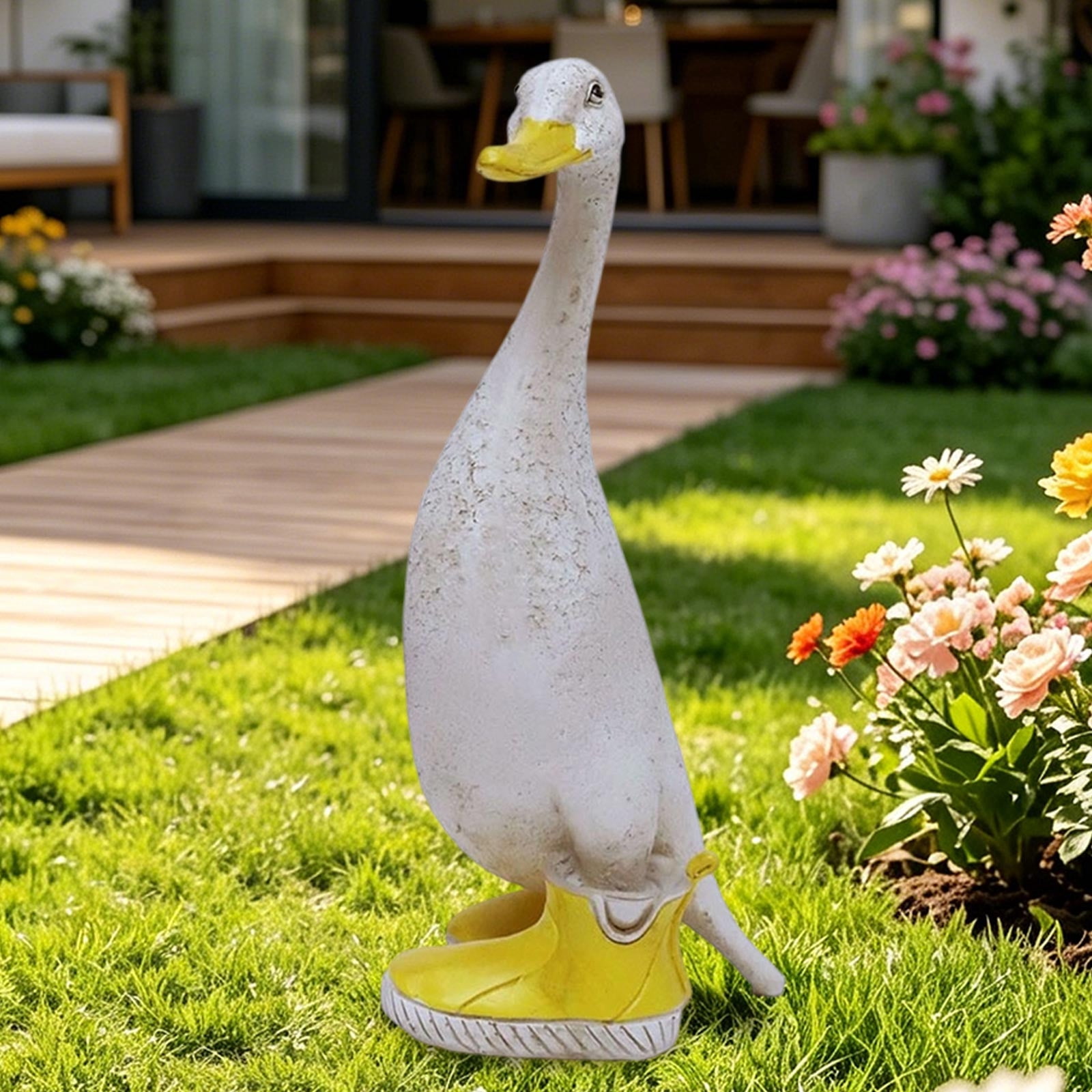 Rain Boots Duck Garden Statues Outdoor Fence Decor Cute Resin Ducks Figurine Funny Goose Sculpture for Home Office Patio Lawn Yard Ornaments