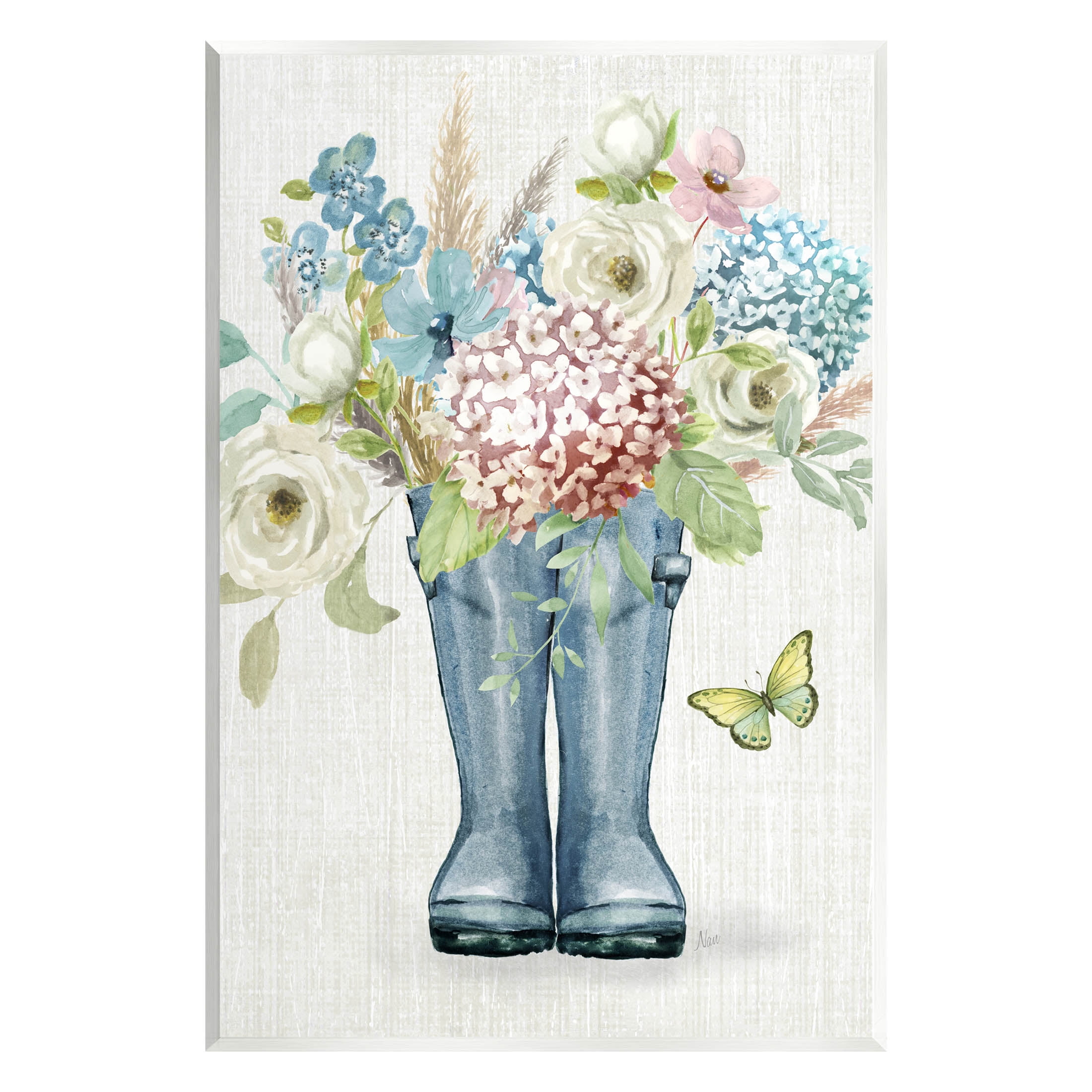 Rain Boots Flower Bouquet Botanical & Floral Graphic Art Unframed Art Print Wall Art